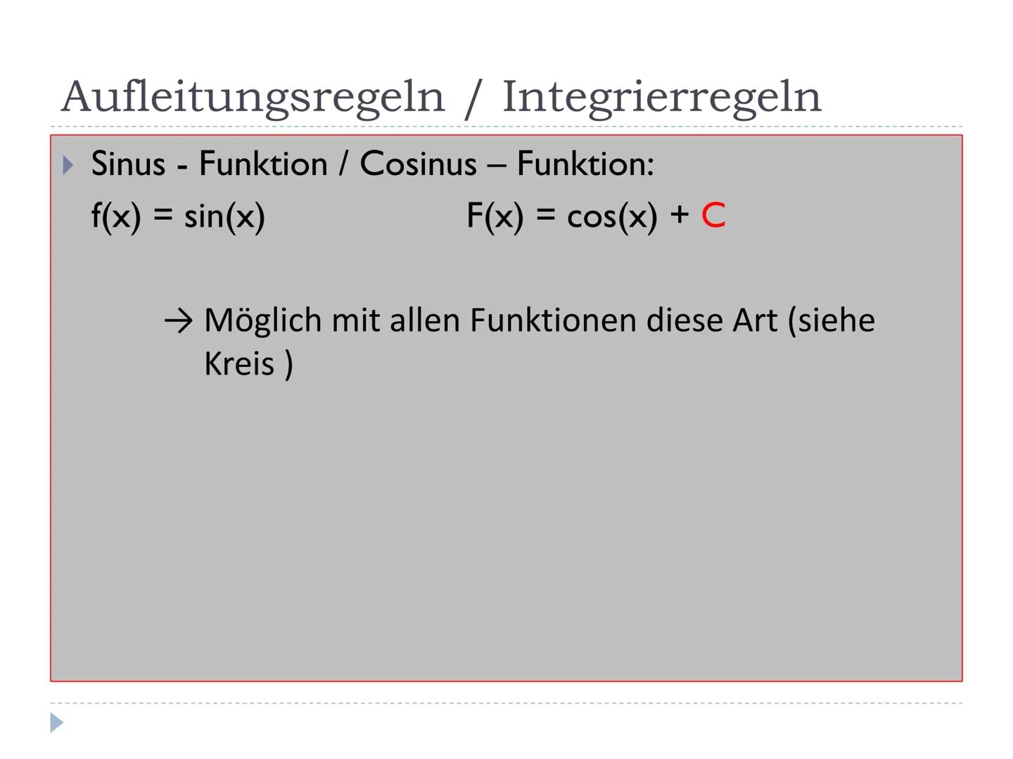 
<h2 id="wassindstammfunktionen">Was sind Stammfunktionen?</h2>
<p>Eine Stammfunktion ist eine differenzierbare Funktion F, die eine Ableitu