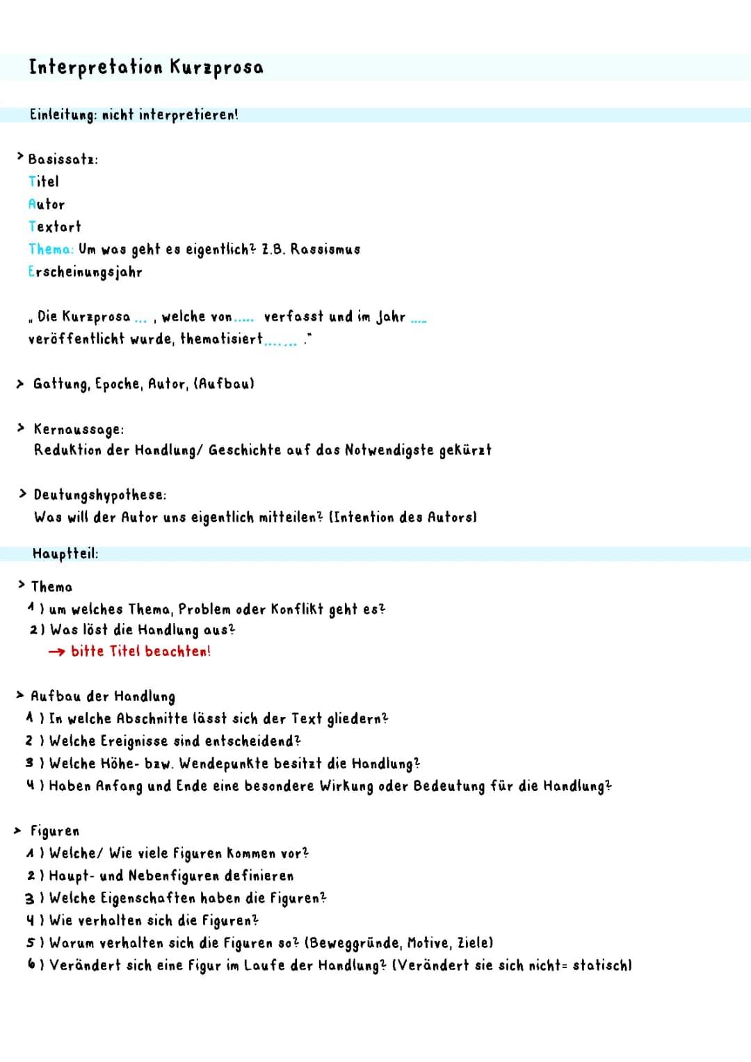 Interpretation Kurzprosa 