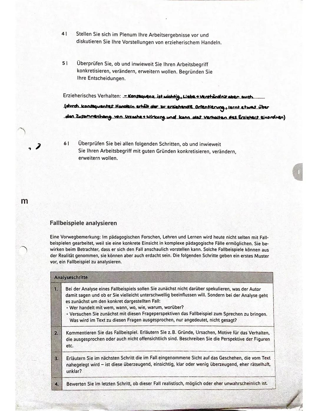 6
3. Den Arbeitsbegriff
,erzieherisches Handeln' an einem Fallbeispiel
überprüfen und erläutern
Vorbereitende HA
11 Lesen Sie dieses Fallbei