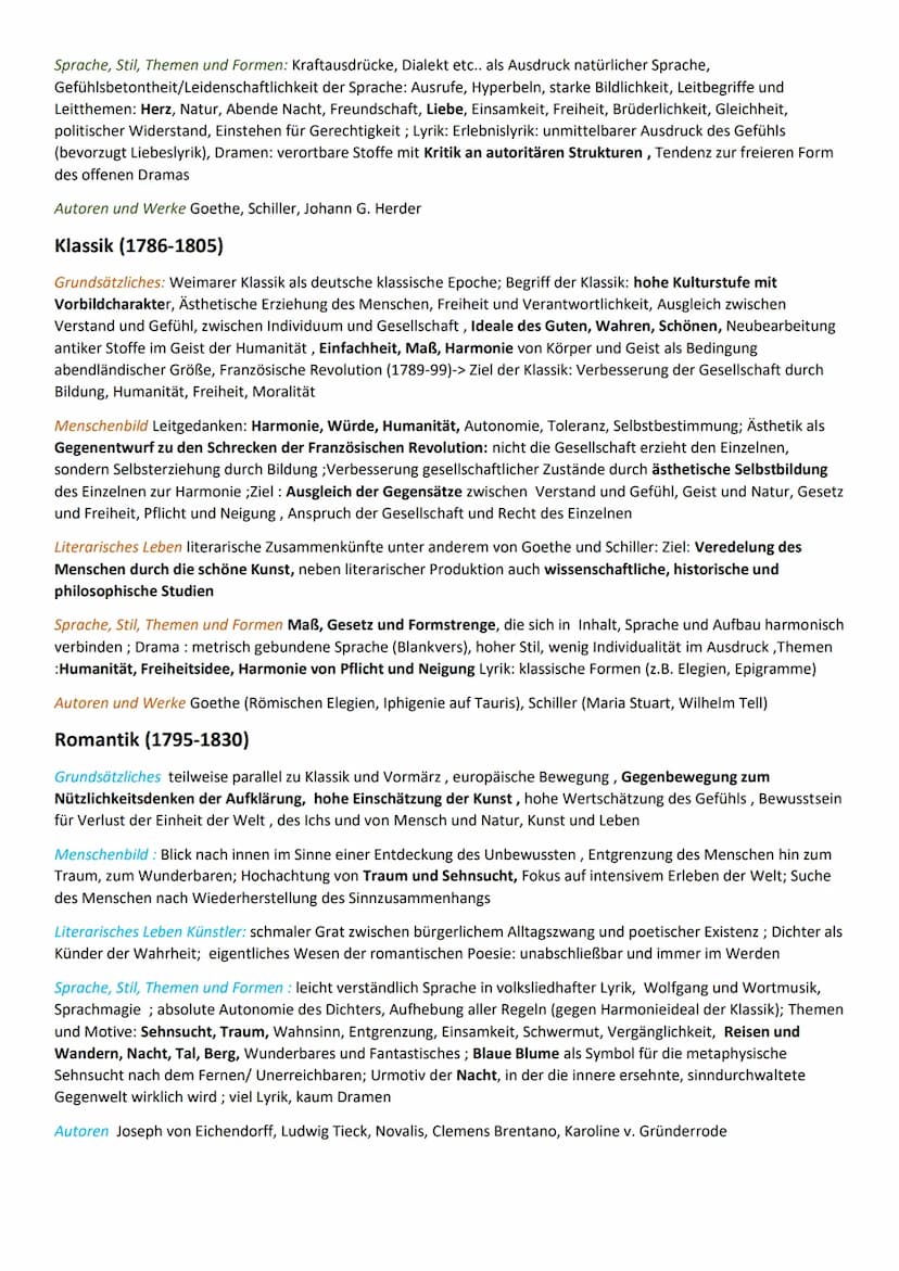 DEUTSCH-EPOCHENÜBERSICHT
Barock (1600-1720)
Historischer Hintergrund: 30-jähriger Krieg (1618-1648), konfessionelle Spaltung Deutschlands, a