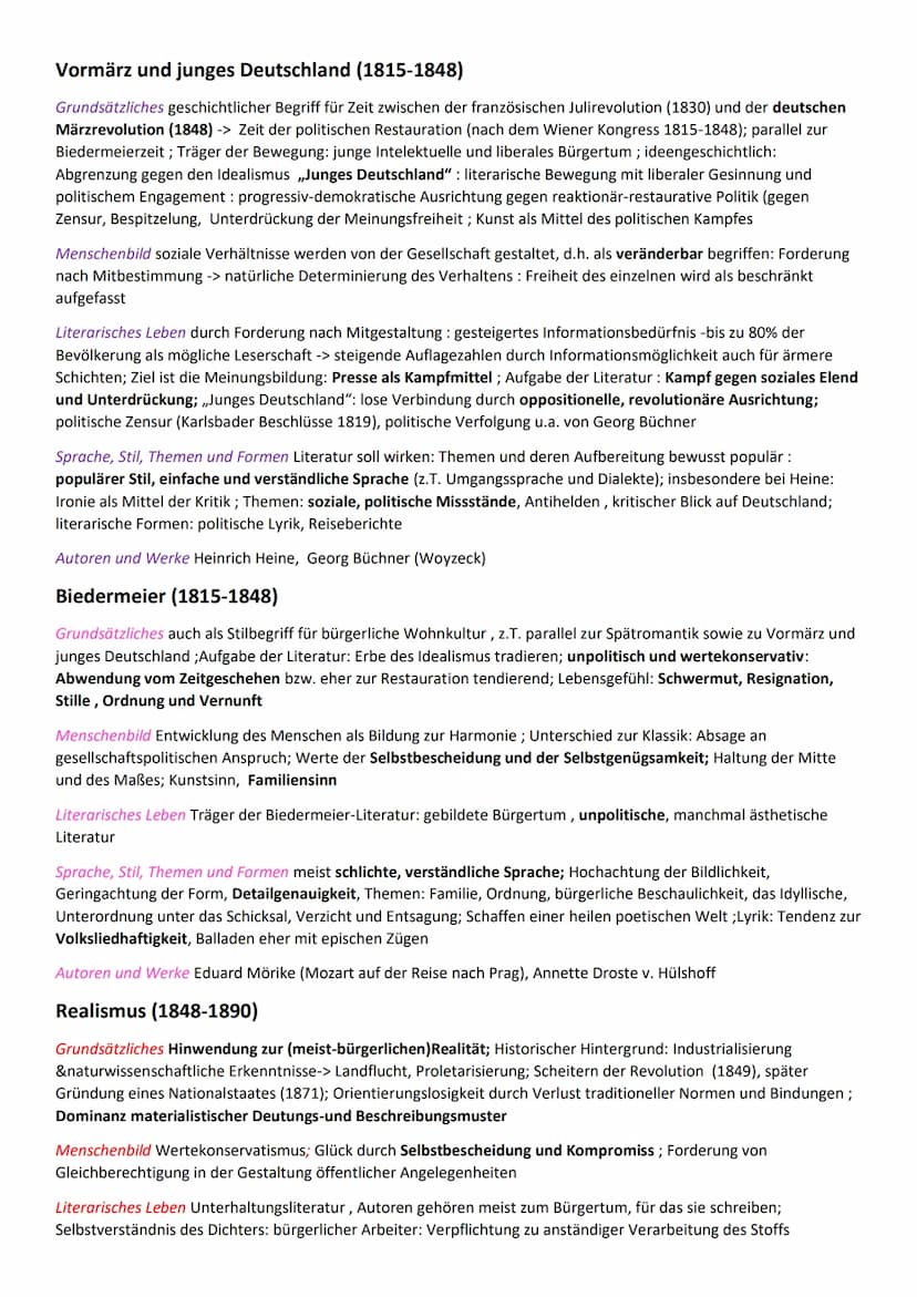 DEUTSCH-EPOCHENÜBERSICHT
Barock (1600-1720)
Historischer Hintergrund: 30-jähriger Krieg (1618-1648), konfessionelle Spaltung Deutschlands, a