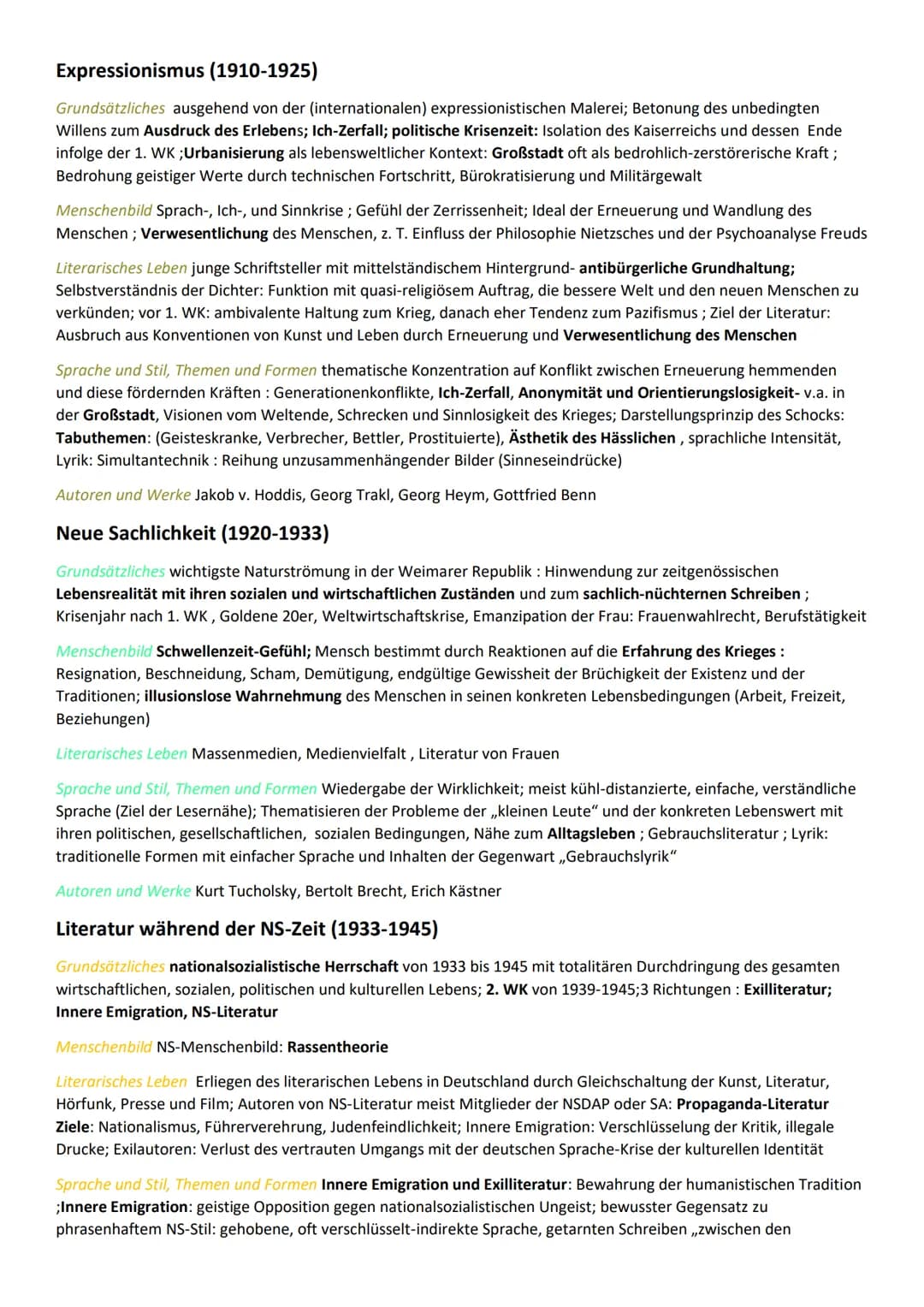 DEUTSCH-EPOCHENÜBERSICHT
Barock (1600-1720)
Historischer Hintergrund: 30-jähriger Krieg (1618-1648), konfessionelle Spaltung Deutschlands, a
