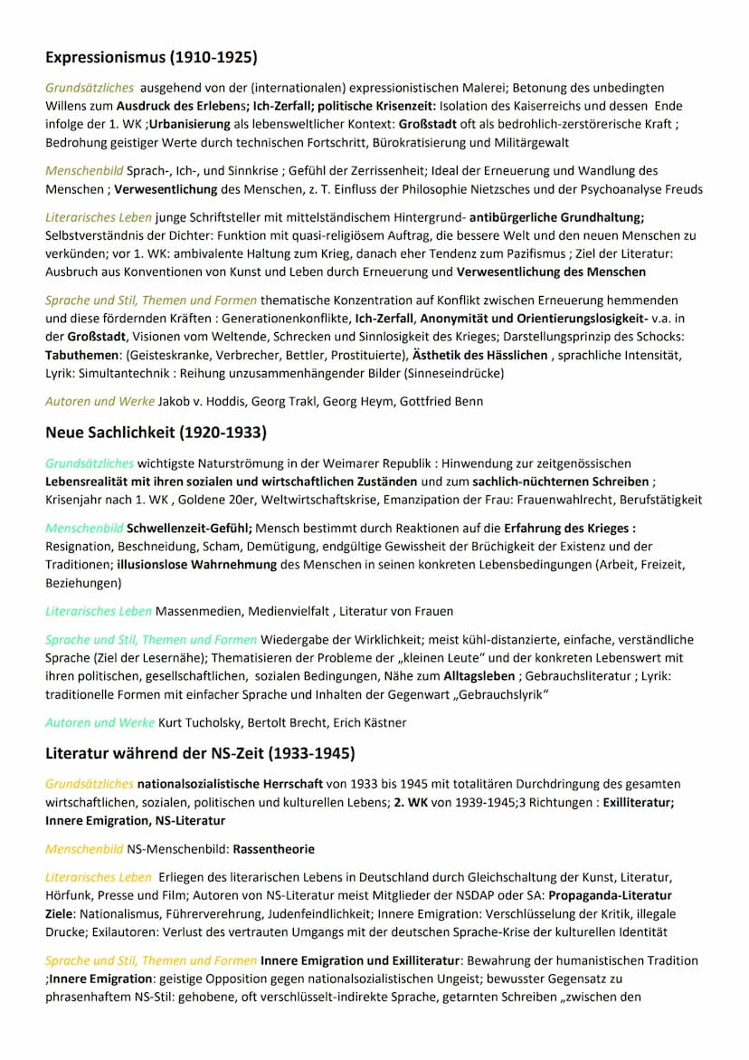 DEUTSCH-EPOCHENÜBERSICHT
Barock (1600-1720)
Historischer Hintergrund: 30-jähriger Krieg (1618-1648), konfessionelle Spaltung Deutschlands, a
