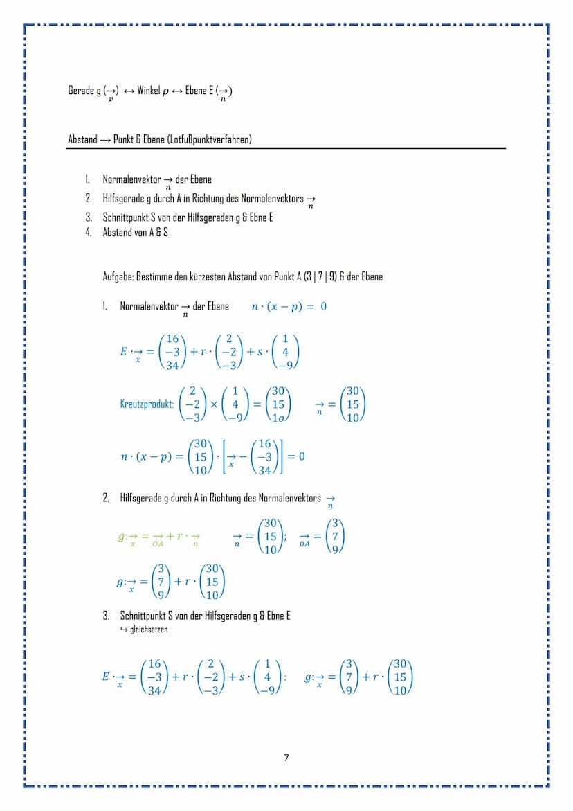 ▪▪‒‒‒‒‒‒‒‒‒‒‒I▬▬▬▬▬▬
Merkzettel Mathe
Normalform
Parameterform →Normalenform
Parameterform →→ Koordinatenform
Koordinatenform → Normalenform