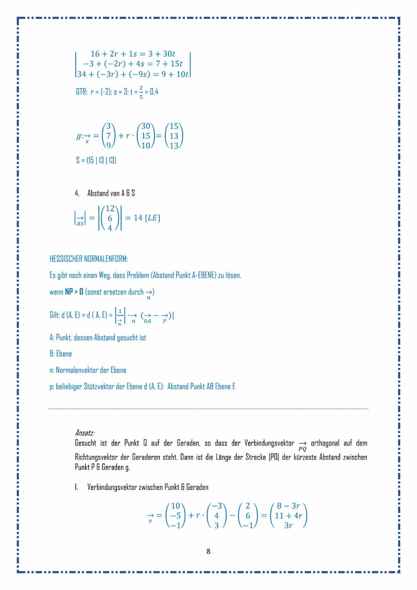 ▪▪‒‒‒‒‒‒‒‒‒‒‒I▬▬▬▬▬▬
Merkzettel Mathe
Normalform
Parameterform →Normalenform
Parameterform →→ Koordinatenform
Koordinatenform → Normalenform
