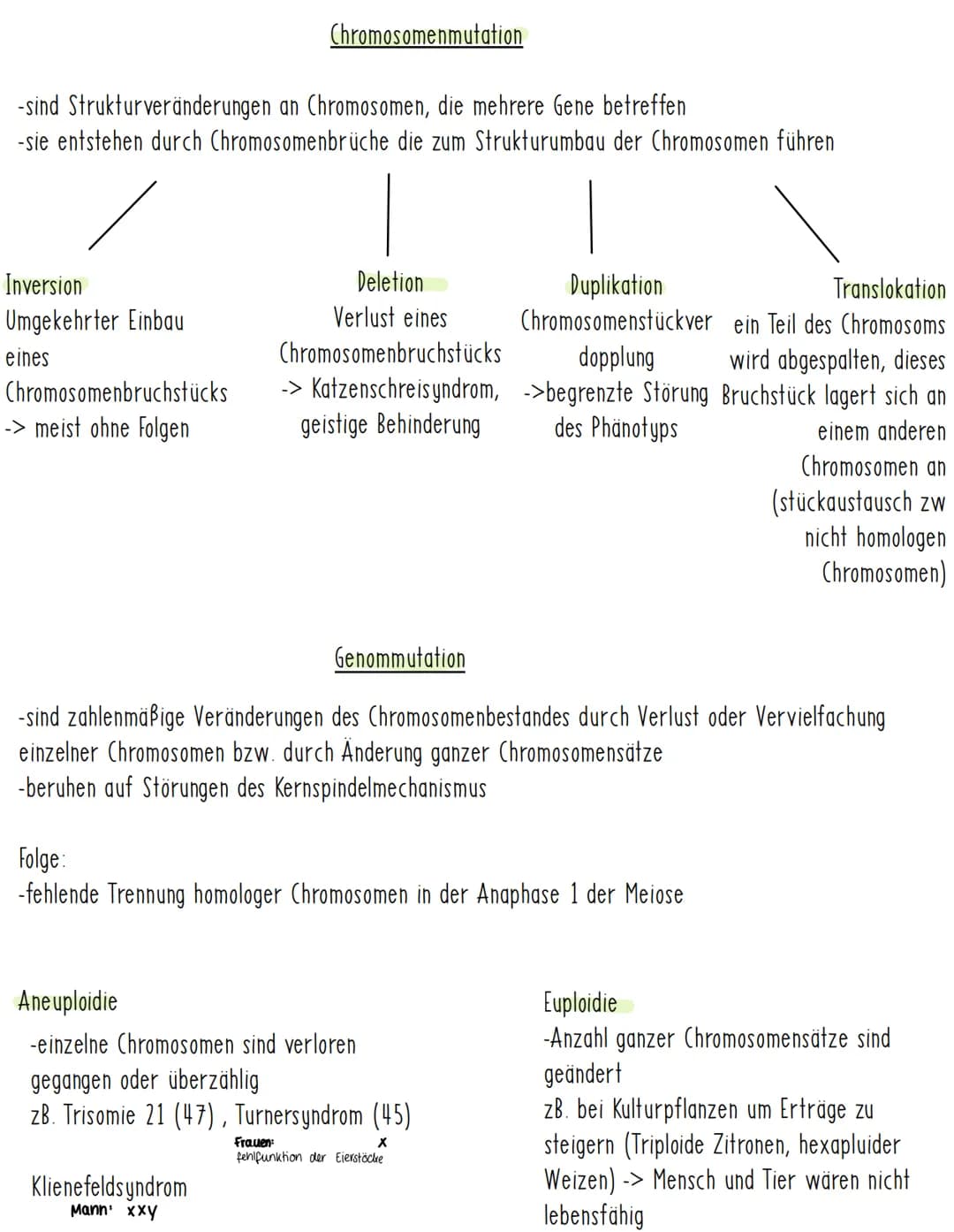 Mutationen
-sind sprunghafte und zufällig auftretende Veränderungen der Erbinformation in Körperzellen
(somatische Mutationen) oder Keimzell