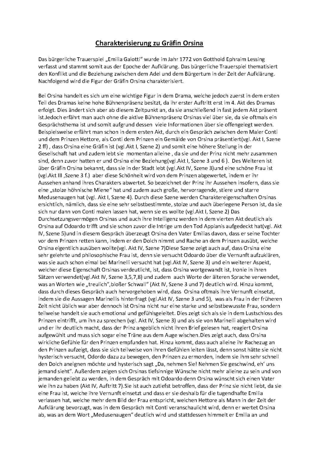 Charakterisierung Orsina (Emilia Galotti)