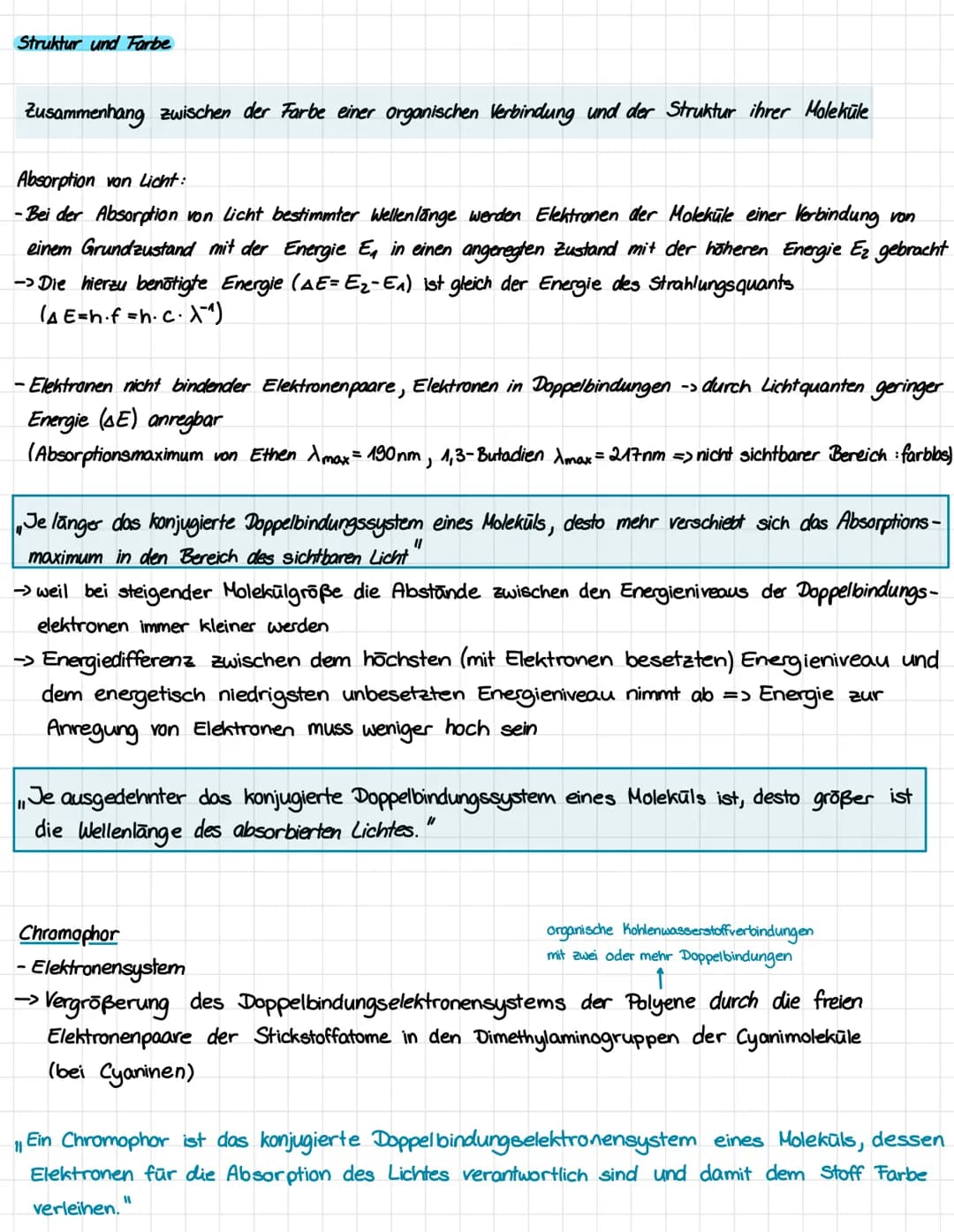 Lernzettel - Klausur Nr.3
Thema: Farbstoffe
Licht und Farbe
Reflexion, reflektieren
Absorption, absorbieren
1 Wellenlänge: X
B
Farbkreis
UV
