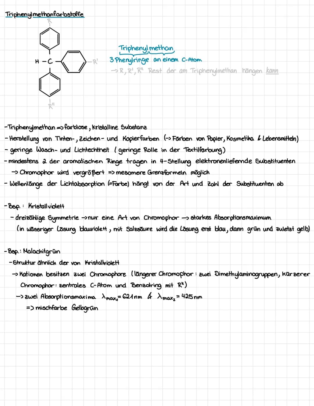 Lernzettel - Klausur Nr.3
Thema: Farbstoffe
Licht und Farbe
Reflexion, reflektieren
Absorption, absorbieren
1 Wellenlänge: X
B
Farbkreis
UV
