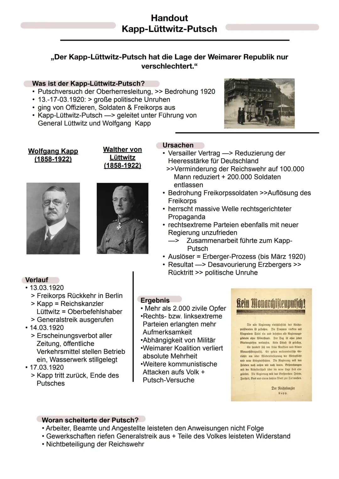 ●
Was ist der Kapp-Lüttwitz-Putsch?
• Putschversuch der Oberherresleitung, >> Bedrohung 1920
• 13.-17-03.1920: > große politische Unruhen
gi