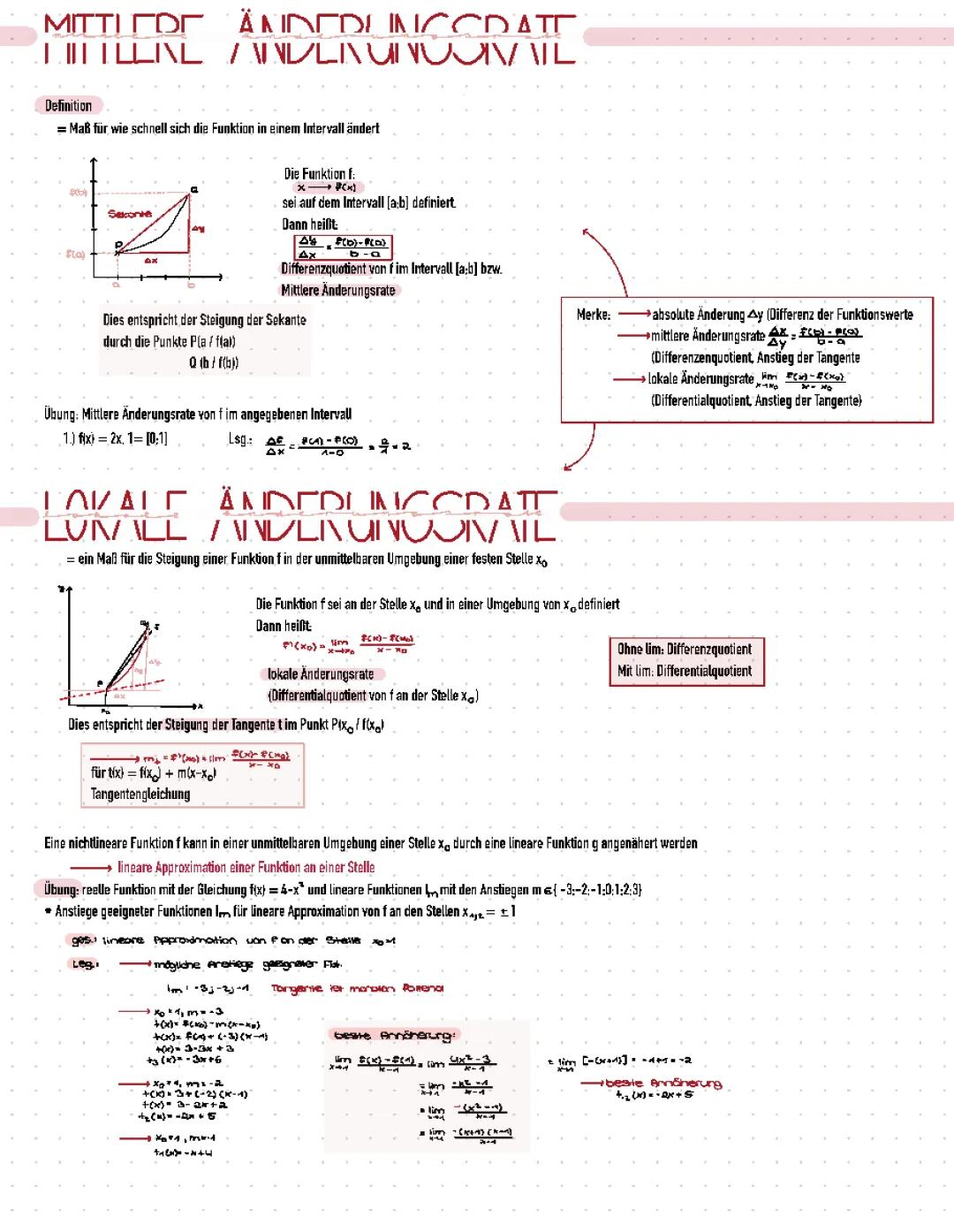 Mittlere und Lokale Änderungsrate 