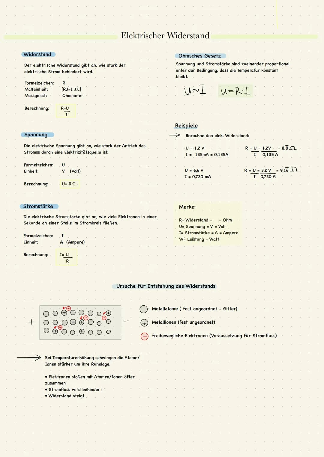 Widerstand
Der elektrische Widerstand gibt an, wie stark der
elektrische Strom behindert wird.
Formelzeichen: R
Maßeinheit:
Messgerät:
Berec