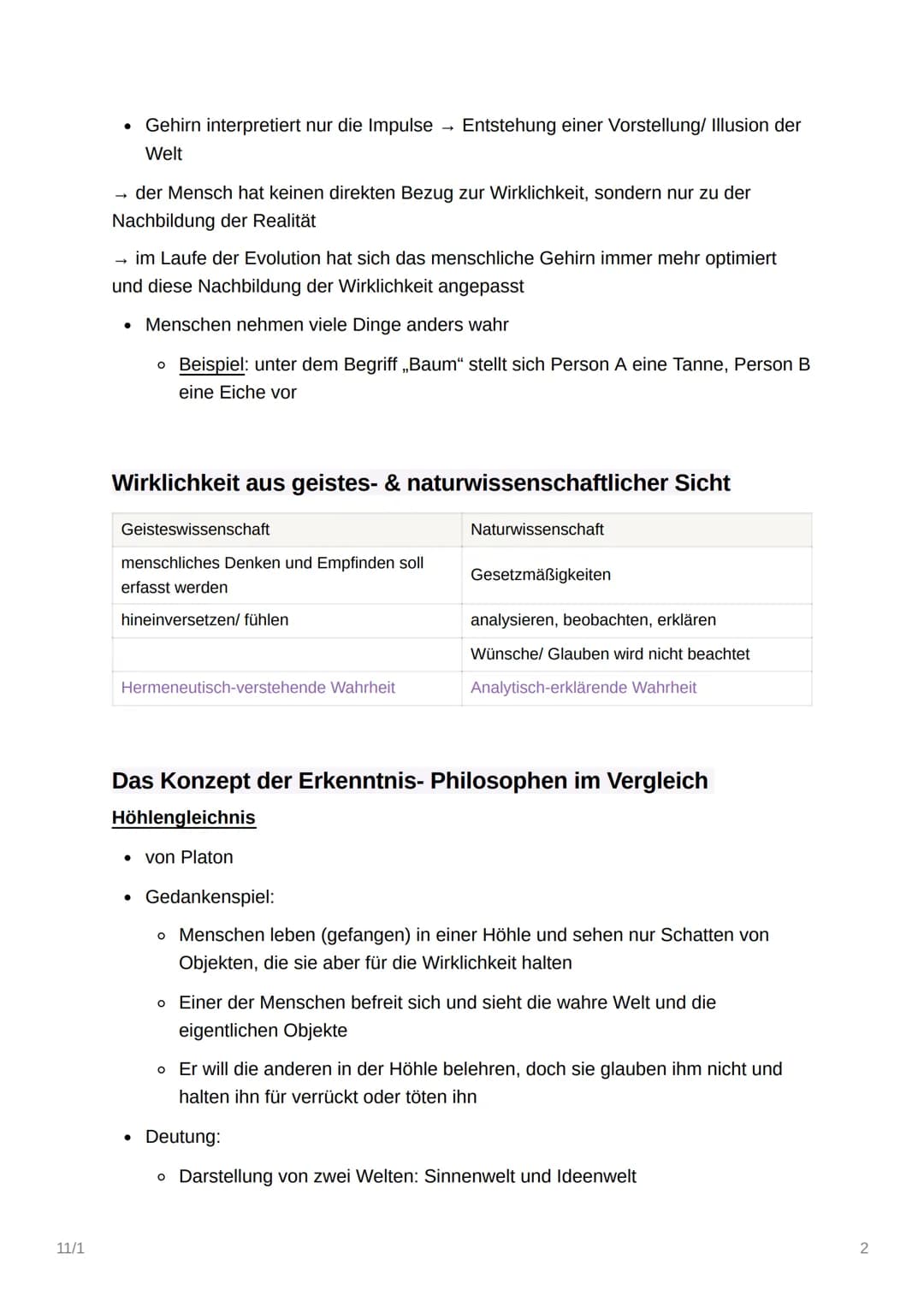 11/1
II/I
Wahrnehmung und Wirklichkeit
Objektive & Subjektive Wahrheit
Objektive Wahrheit
Die eine, objektive Wahrheit gibt es nicht →
nur A