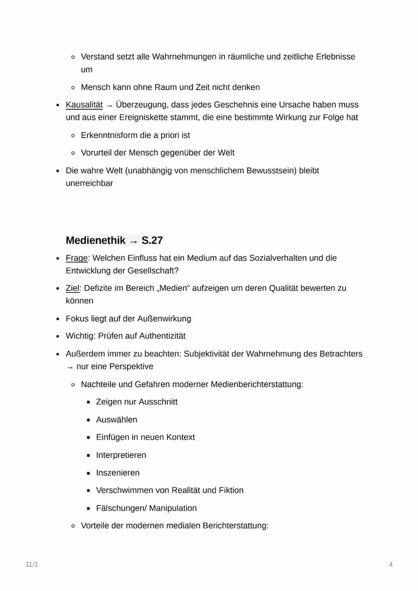 11/1
II/I
Wahrnehmung und Wirklichkeit
Objektive & Subjektive Wahrheit
Objektive Wahrheit
Die eine, objektive Wahrheit gibt es nicht →
nur A