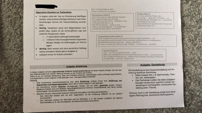 Methodenblatt: Textanalysen & Eröterung in Sozialwissenschaften (argumentativer Text)
1. Einleitung (WAS?)
a) Textsorte
b) Verfasser (& Funk