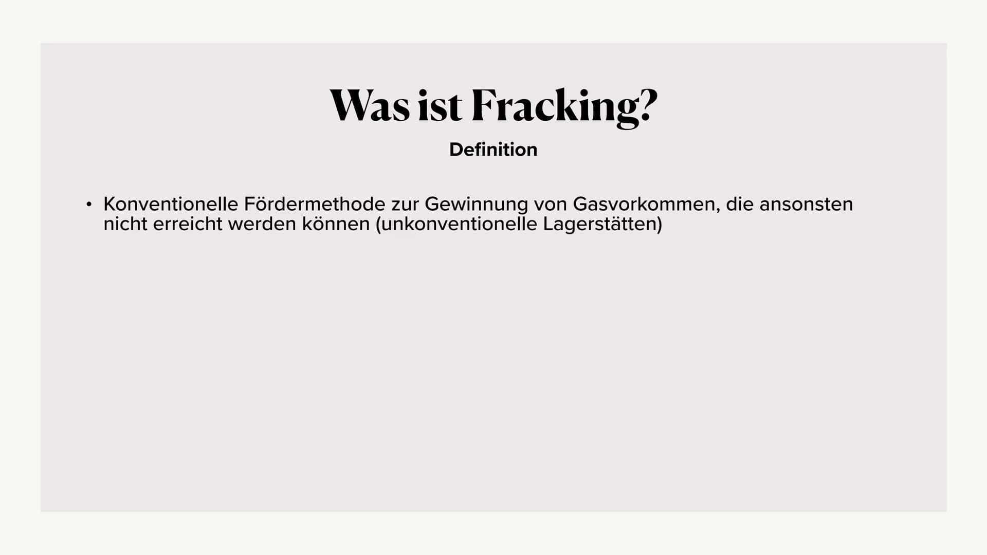 Fracking -
Eine umstrittene
Fördertechnologie ●
●
Was ist Fracking?
Funktionsweise
●
Chancen und Risiken
●
• Fracking in den USA
●
• Frackin