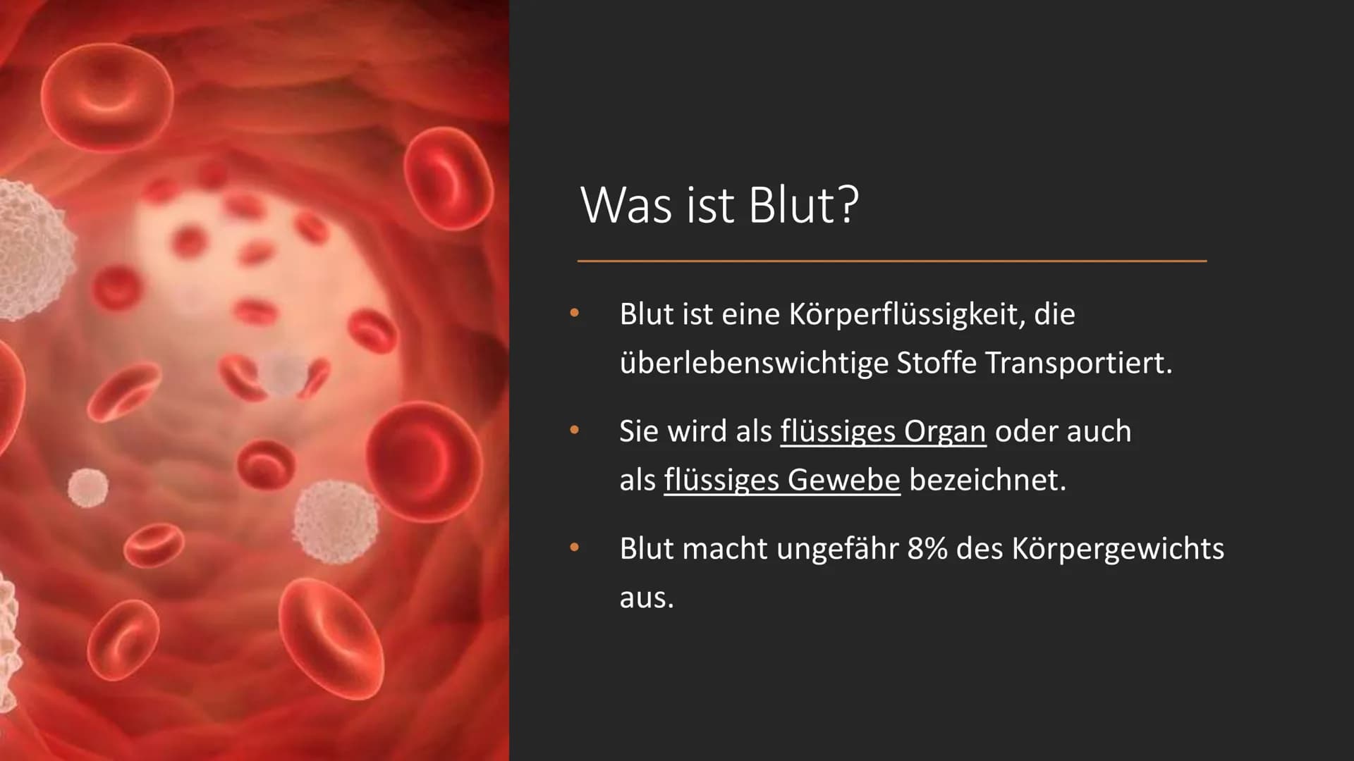 S
C
Das Blut
EINE PRÄSENTATION ERSTELLT
VON SERPIL BINDAL
25.05.2022 Inhalt
1. Was ist Blut?
2. Der Brutkreislauf
3. Die Bestandteile des Bl