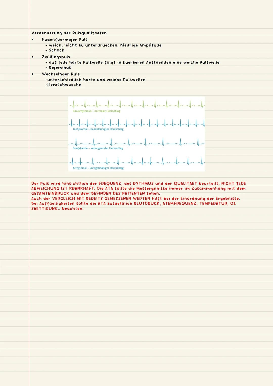 Vitalparameter
Objektive Patienten beobachtung
objektiv messbar, alles was mit Zahlen zu tun hat
-Ekg (Elektrokardiogramm)
-Puls
Jessis
●
-A