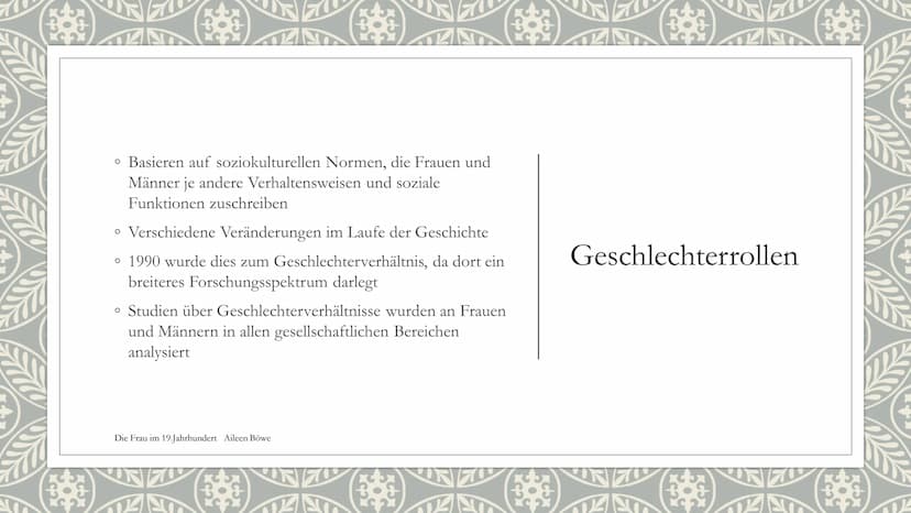 xx
xx
DIE FRAU IM
19. JAHRHUNDERT
Präsentation von Aileen Kristin Böwe
Klasse: 11
LK Deutsch
LC₂3 Die Frau im 19. Jahrhundert Aileen Böwe
Gl