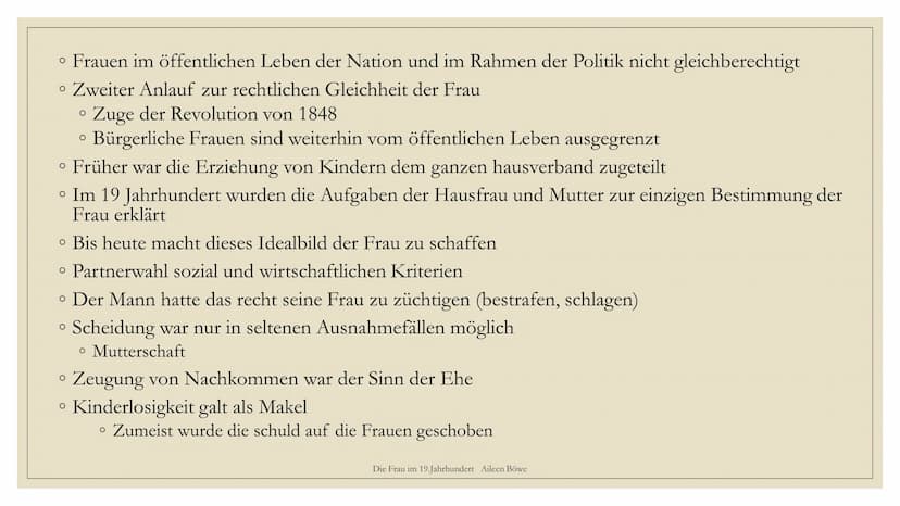 xx
xx
DIE FRAU IM
19. JAHRHUNDERT
Präsentation von Aileen Kristin Böwe
Klasse: 11
LK Deutsch
LC₂3 Die Frau im 19. Jahrhundert Aileen Böwe
Gl