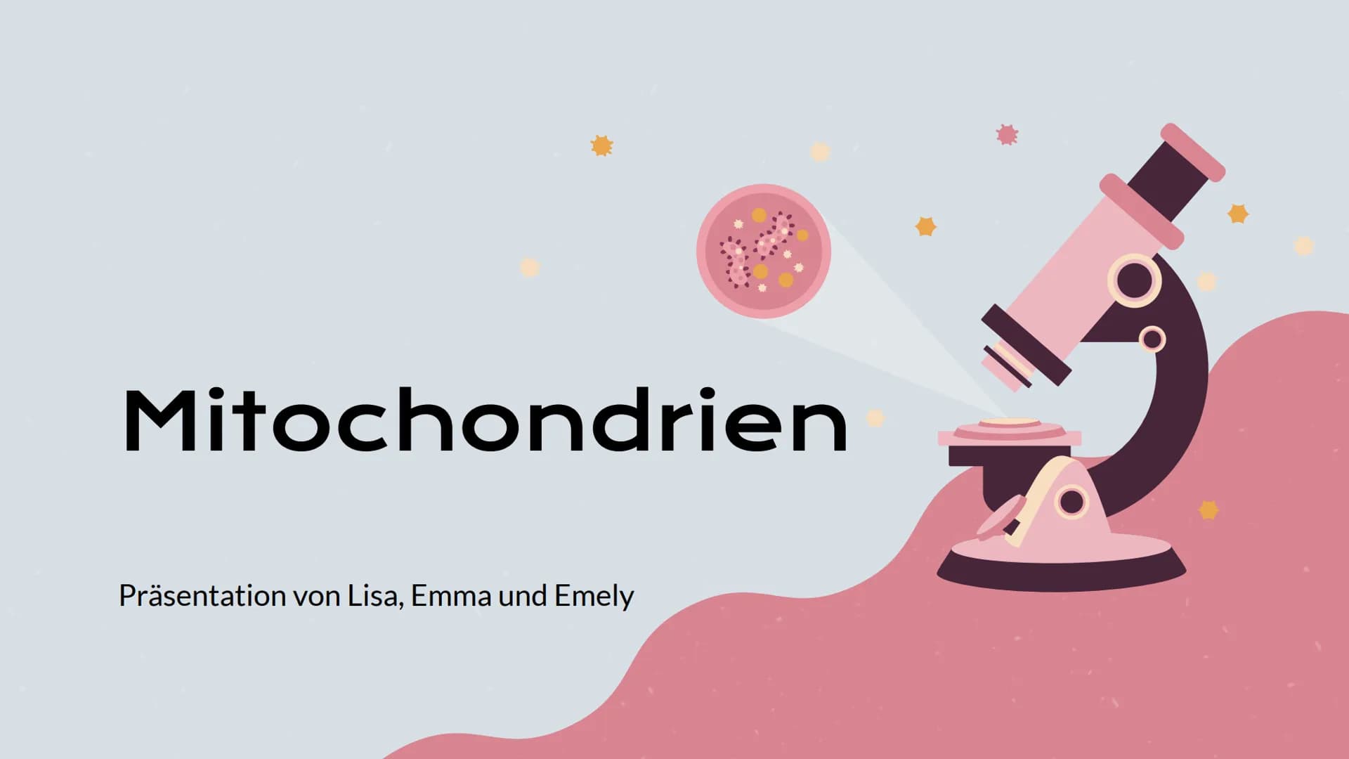 Mitochondrien
Präsentation von Lisa, Emma und Emely 1. Erklärung
2. Aufbau
№
Inhalt
3. Innere und Äußere Membran
4. Verschiedene Typen
5. Fu