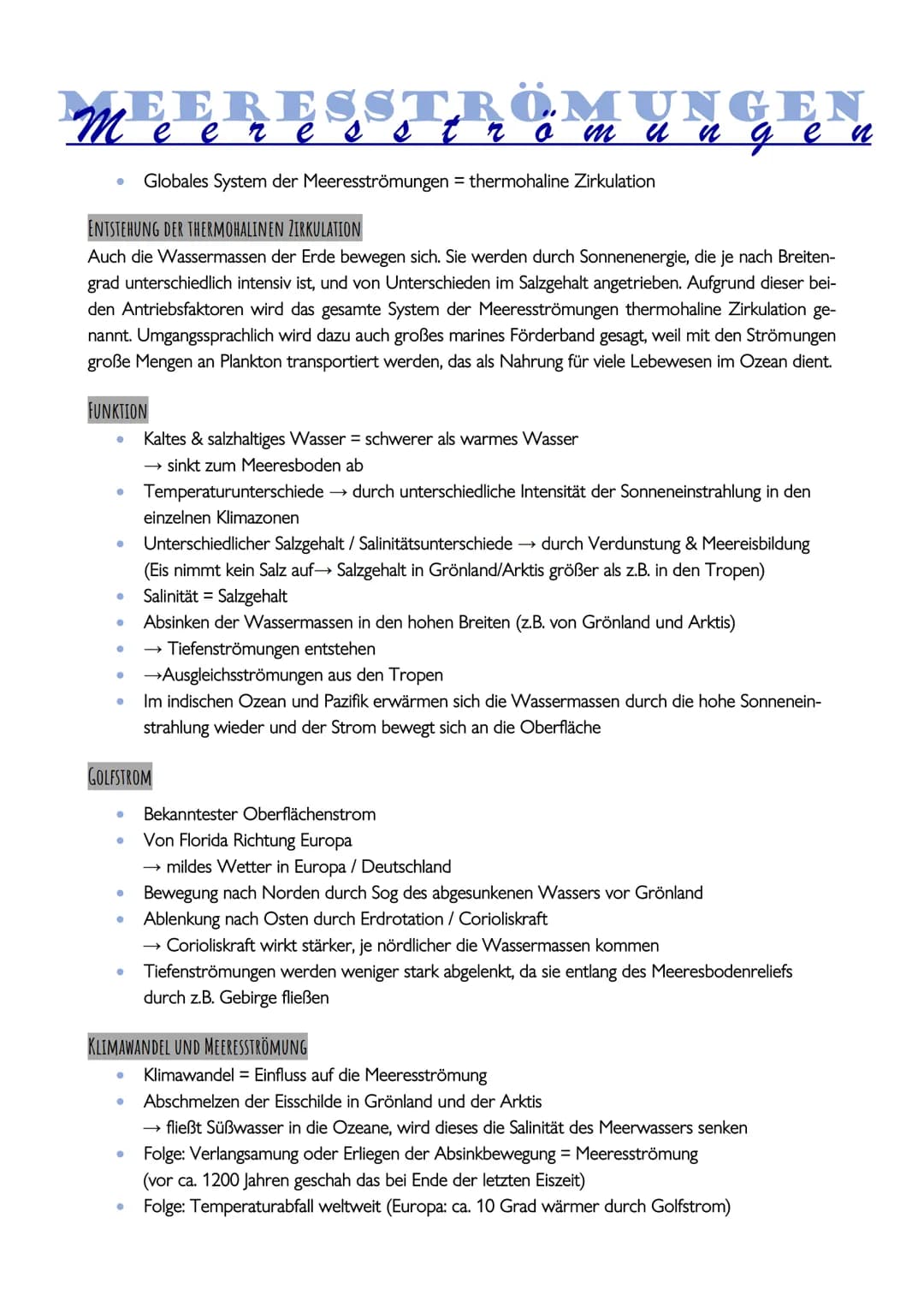 MEERESSTRÖMUNGEN
stro
m
●
ENTSTEHUNG DER THERMOHALINEN ZIRKULATION
Auch die Wassermassen der Erde bewegen sich. Sie werden durch Sonnenenerg
