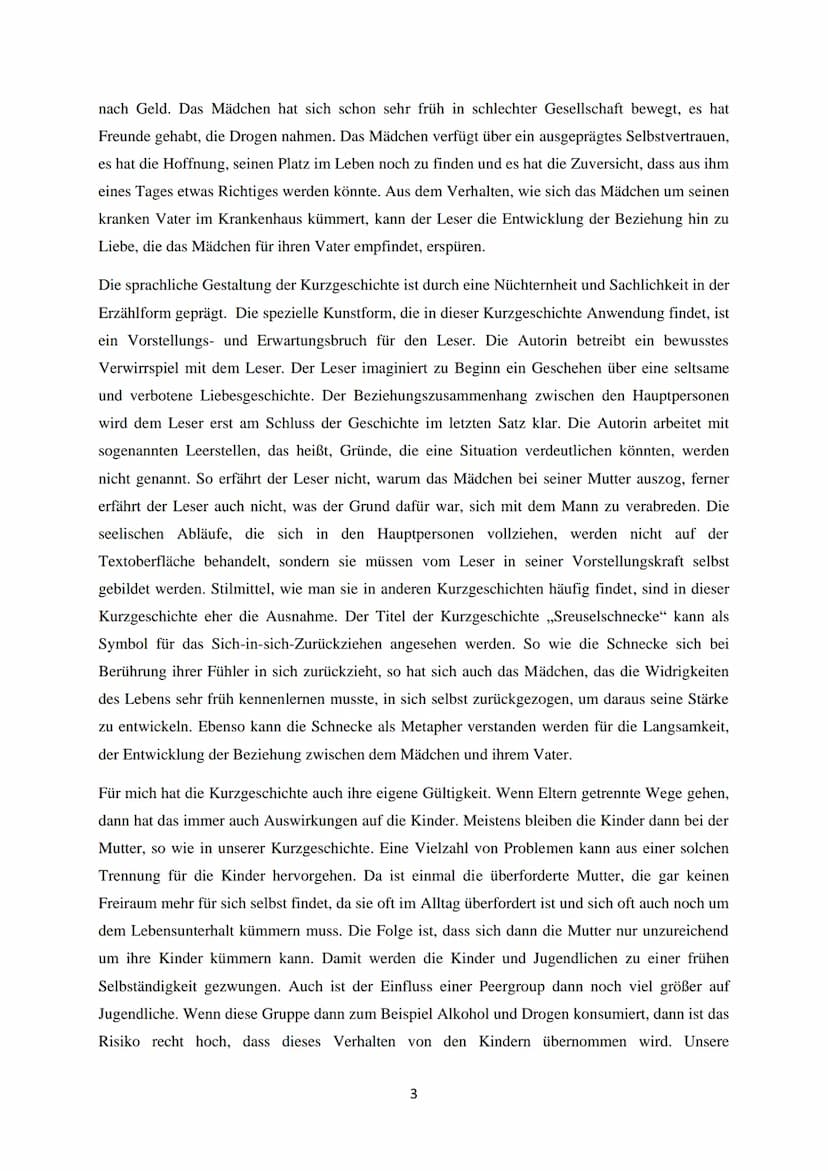 Inhaltsangabe zu der Kurzgeschichte ,,Streuselschnecke" von Julia Franck aus dem Jahre 2002.
Die Kurzgeschichte thematisiert eine Tochter-Va