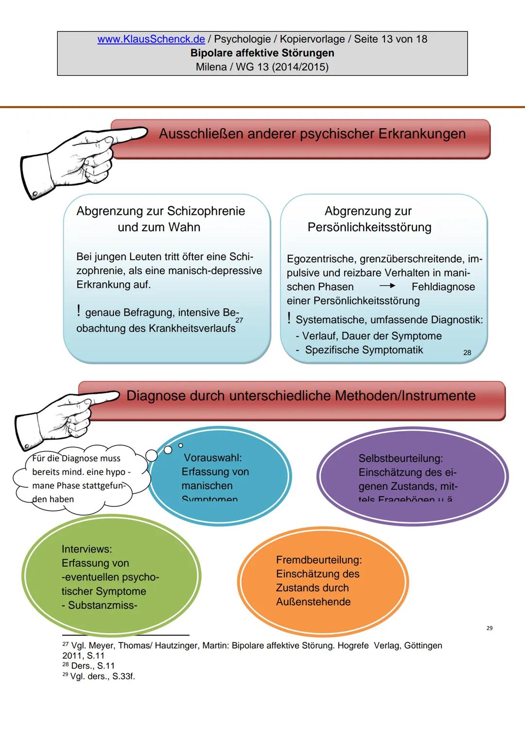 Verfasserin:
Fach:
Lehrer:
BIPOLARE AFFEKTIVE STÖRUNGEN
Milena
Psychologie
Oberstudienrat Klaus Schenck
Abgabetermin: 05.11.2014 Verfasserin