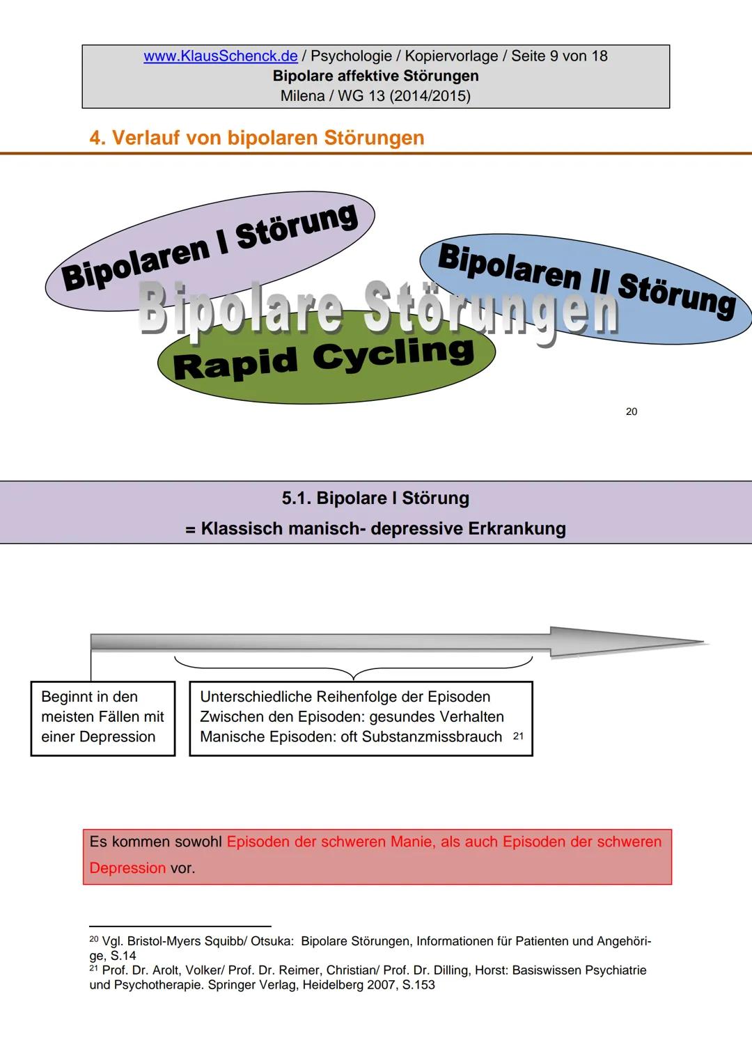 Verfasserin:
Fach:
Lehrer:
BIPOLARE AFFEKTIVE STÖRUNGEN
Milena
Psychologie
Oberstudienrat Klaus Schenck
Abgabetermin: 05.11.2014 Verfasserin