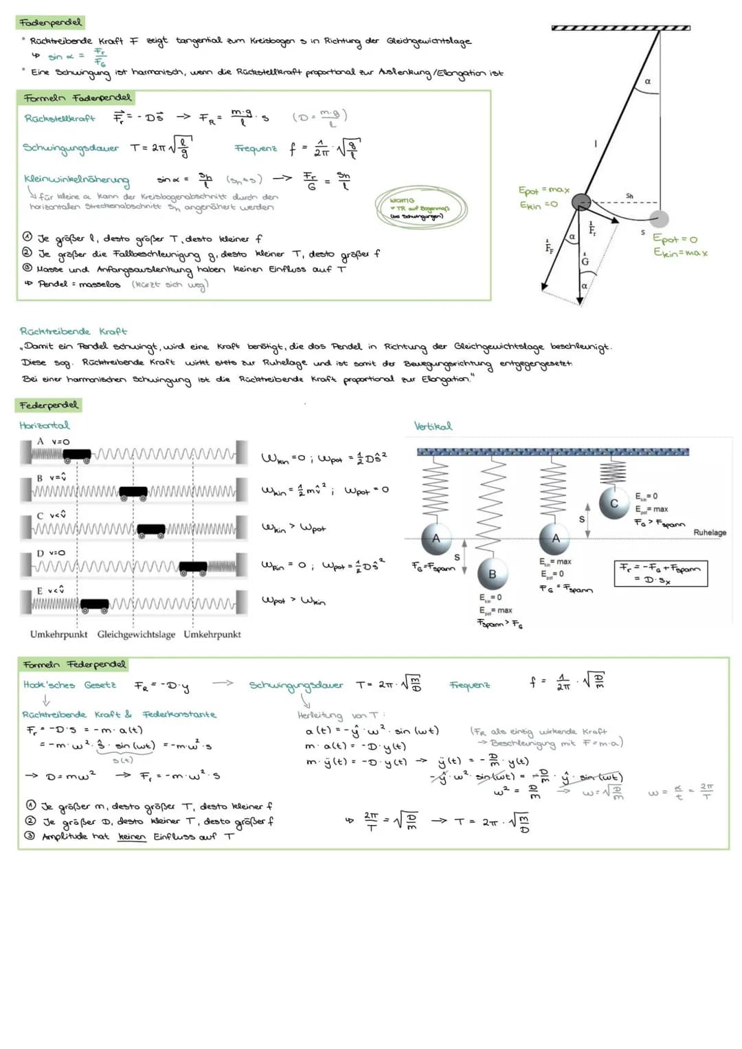 Q2 - Schwingungen und Wellen
.
•
-harmonische schwingungen.
Schwingung /Oszillation = zeitlich periodische Bewegung um eine Gleichgewichtsla