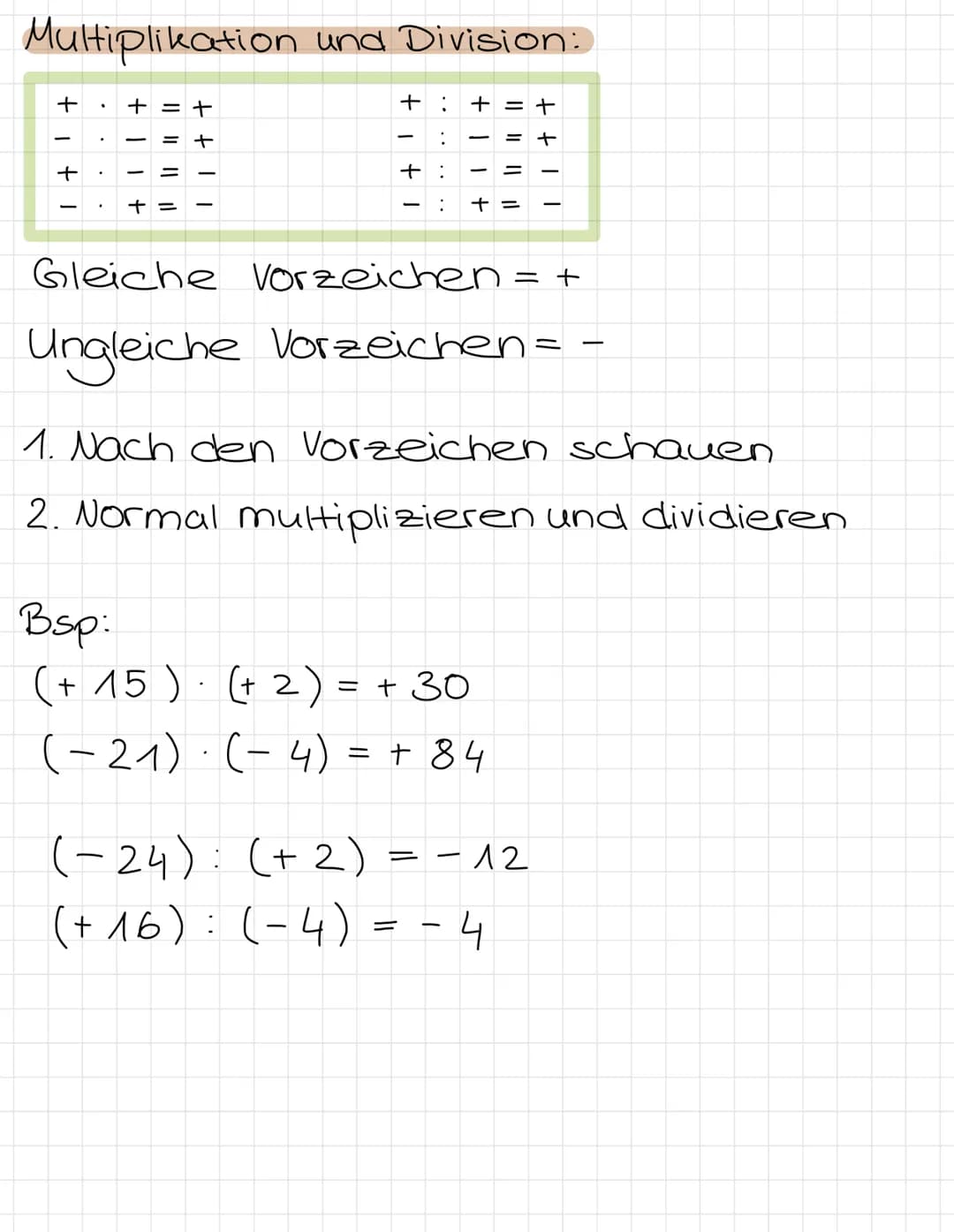 Addition:
Rationale Zahlen
Zwei positive Zahlen = + rechnen
(+ 13,5) + (+25,7) = +39, 2
Ein positive und eine negative zahl=
(+ 32, 5) + (-1