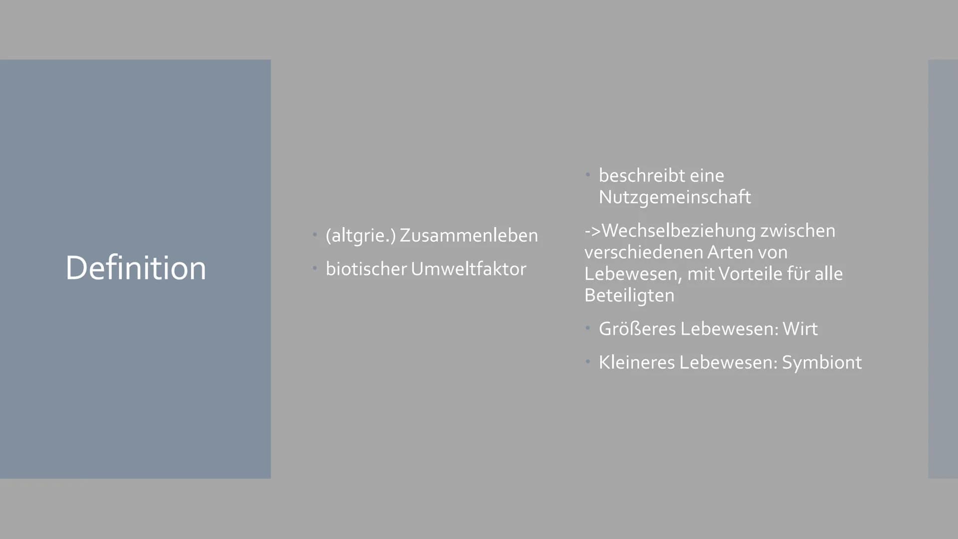 Symbiose
Von Sophia Backhaus und Jule Meiren Inhaltsverzeichnis
Symbiose Definition - was ist das?
Symbiotische Beziehungen - Die 3 Formen d