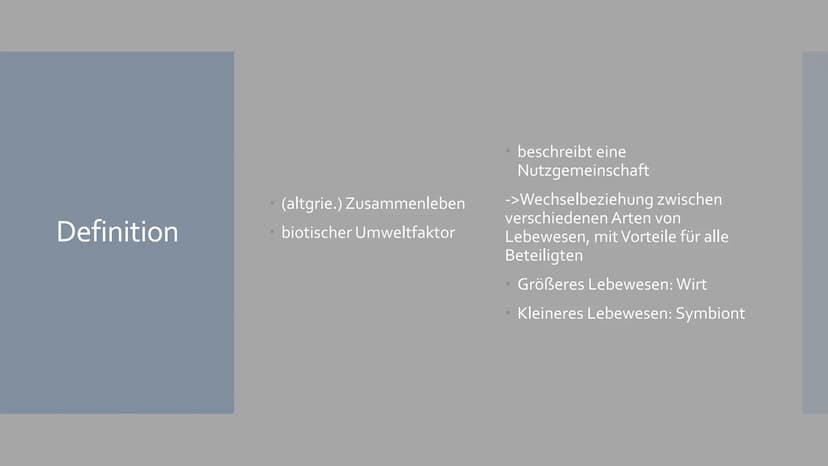 Symbiose
Von Sophia Backhaus und Jule Meiren Inhaltsverzeichnis
Symbiose Definition - was ist das?
Symbiotische Beziehungen - Die 3 Formen d