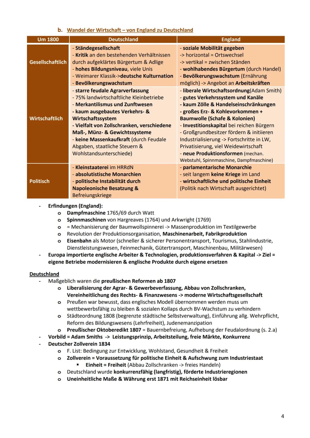 Zusammenfassung Geschichte
1. Industrialisierung / Industrielle Revolution und soziale Frage (19. Jhd)
a. Allgemeine Voraussetzungen für die