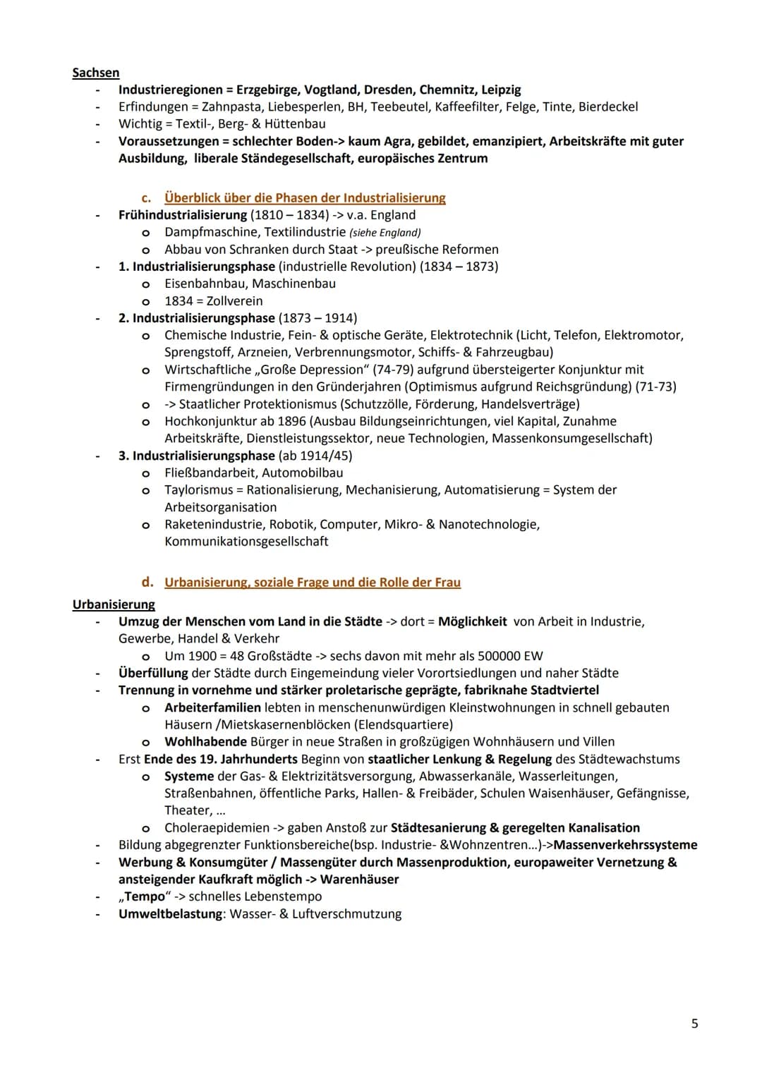 Zusammenfassung Geschichte
1. Industrialisierung / Industrielle Revolution und soziale Frage (19. Jhd)
a. Allgemeine Voraussetzungen für die