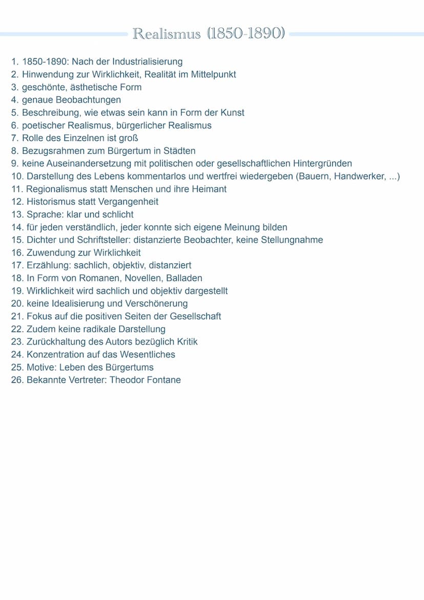 Sana
S2 (2022) Zusammenfassung
●
Epochen in Stichpunkten
• Aufklärung
• Sturm und Drang
• Klassik
• Romantik
Vormärz
Realismus
Naturalismus

