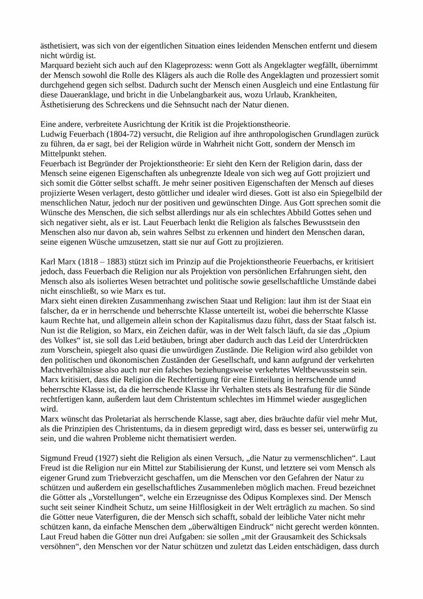 Religionskritiken - Zusammenfassung
In der gegenwärtigen Zeit ist es nichts ungewöhnliches, an der Existenz Gottes zu zweifeln oder
sich sel