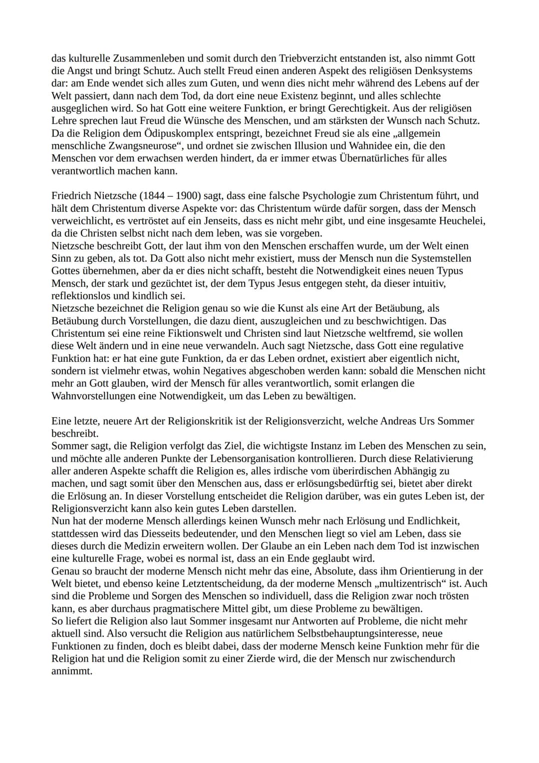 Religionskritiken - Zusammenfassung
In der gegenwärtigen Zeit ist es nichts ungewöhnliches, an der Existenz Gottes zu zweifeln oder
sich sel