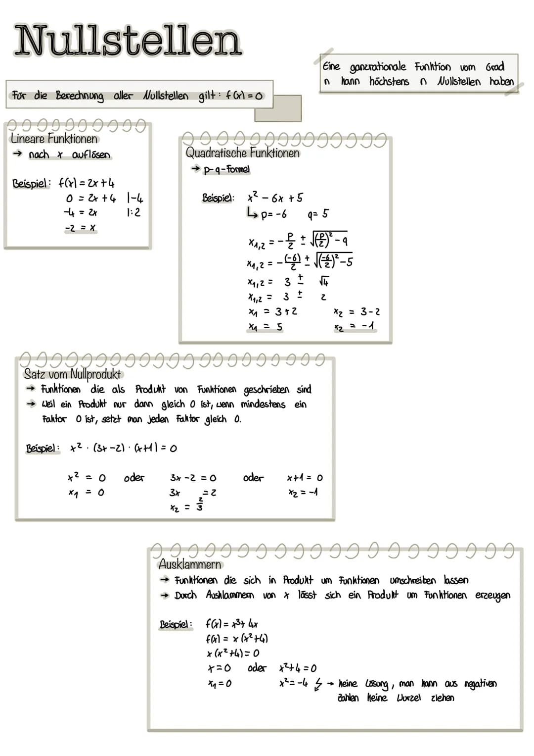 Nullstellen
Für die Berechnung aller Nullstellen gilt: f(x) = 0
9000 900000
Lineare Funktionen
→ nach * auflösen
Beispiel: f(x)=2x+4
0 = 2x 