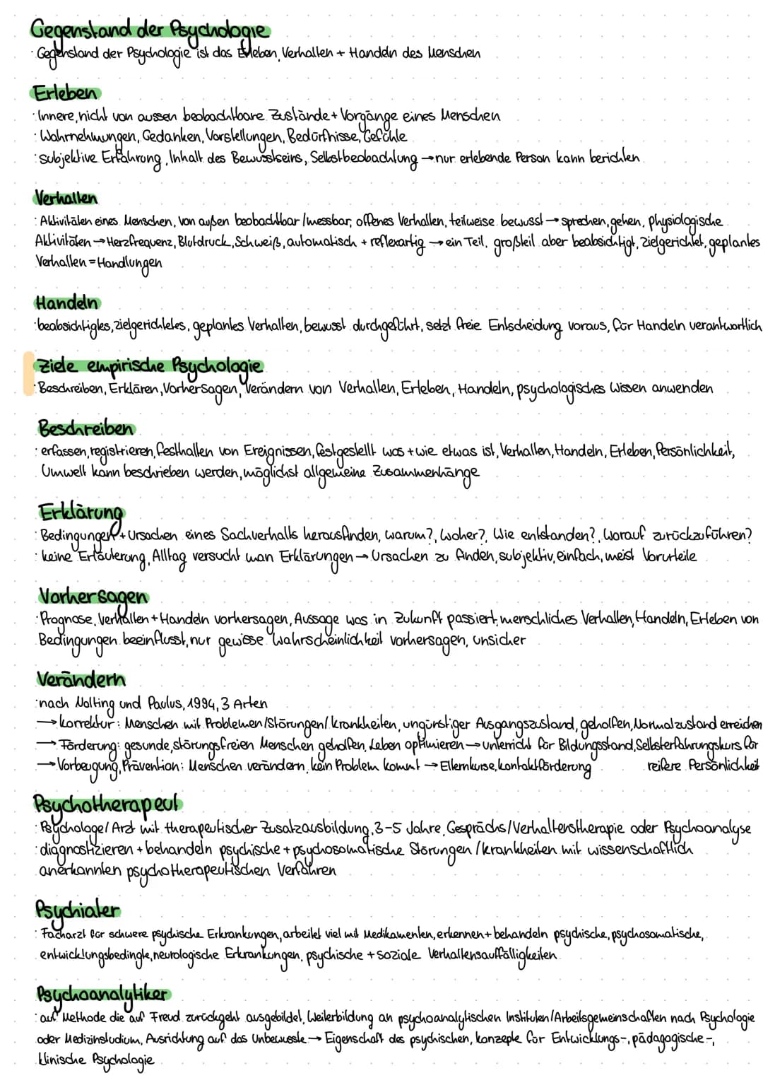 Definition
・ griechisch =
• Wissenschaft von Erleben und Verhalten des Menschen
n-Seelenkunde, psyché = Hauch / Seele/Gemüt, lógos = Lehre /