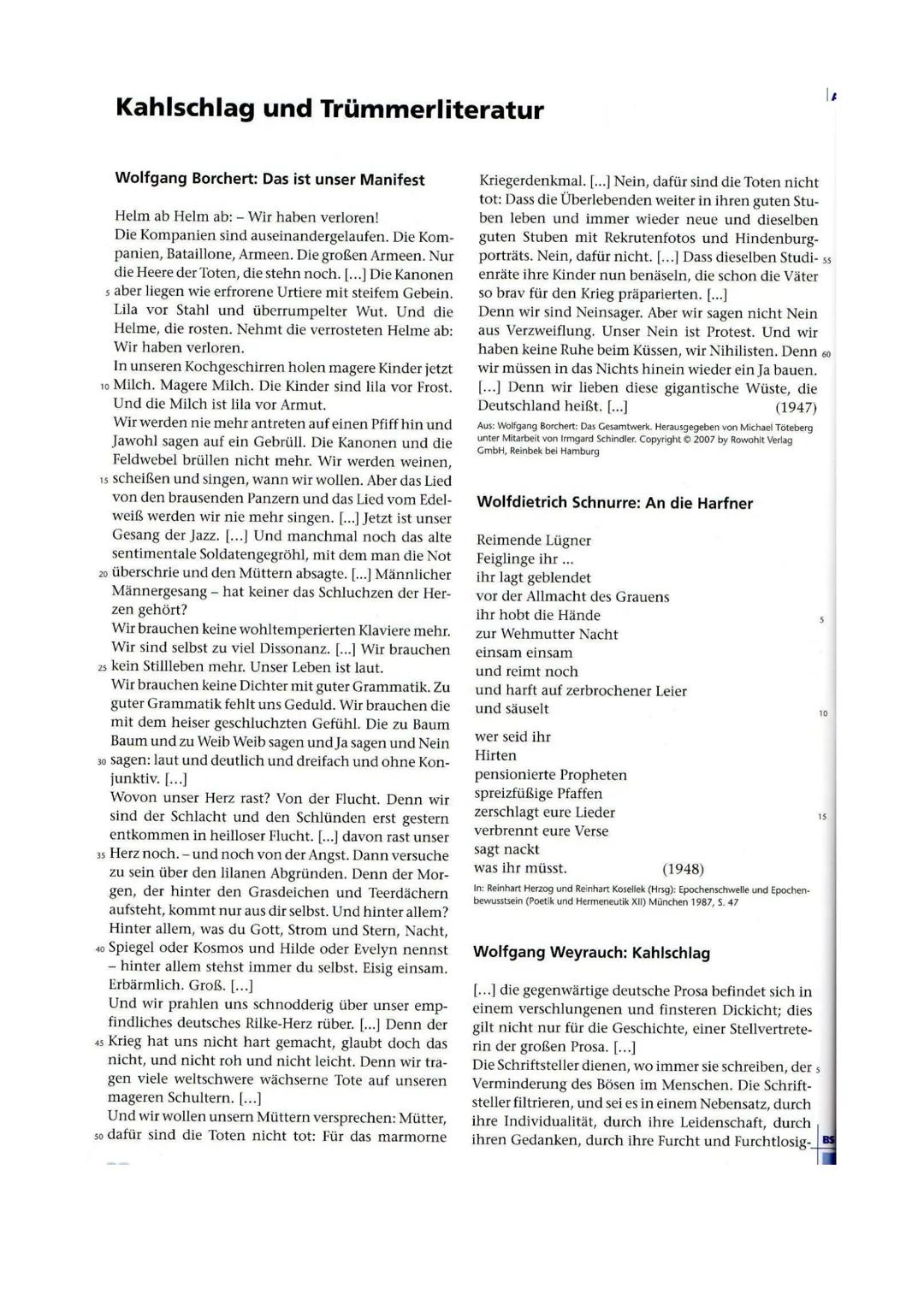 # Deutschsprachige Literatur seit 1945:

## „Trümmerliteratur“

→ „Stunde Null" nach WK II und 3. Reich auch in der Literatur

→ von Nazilit