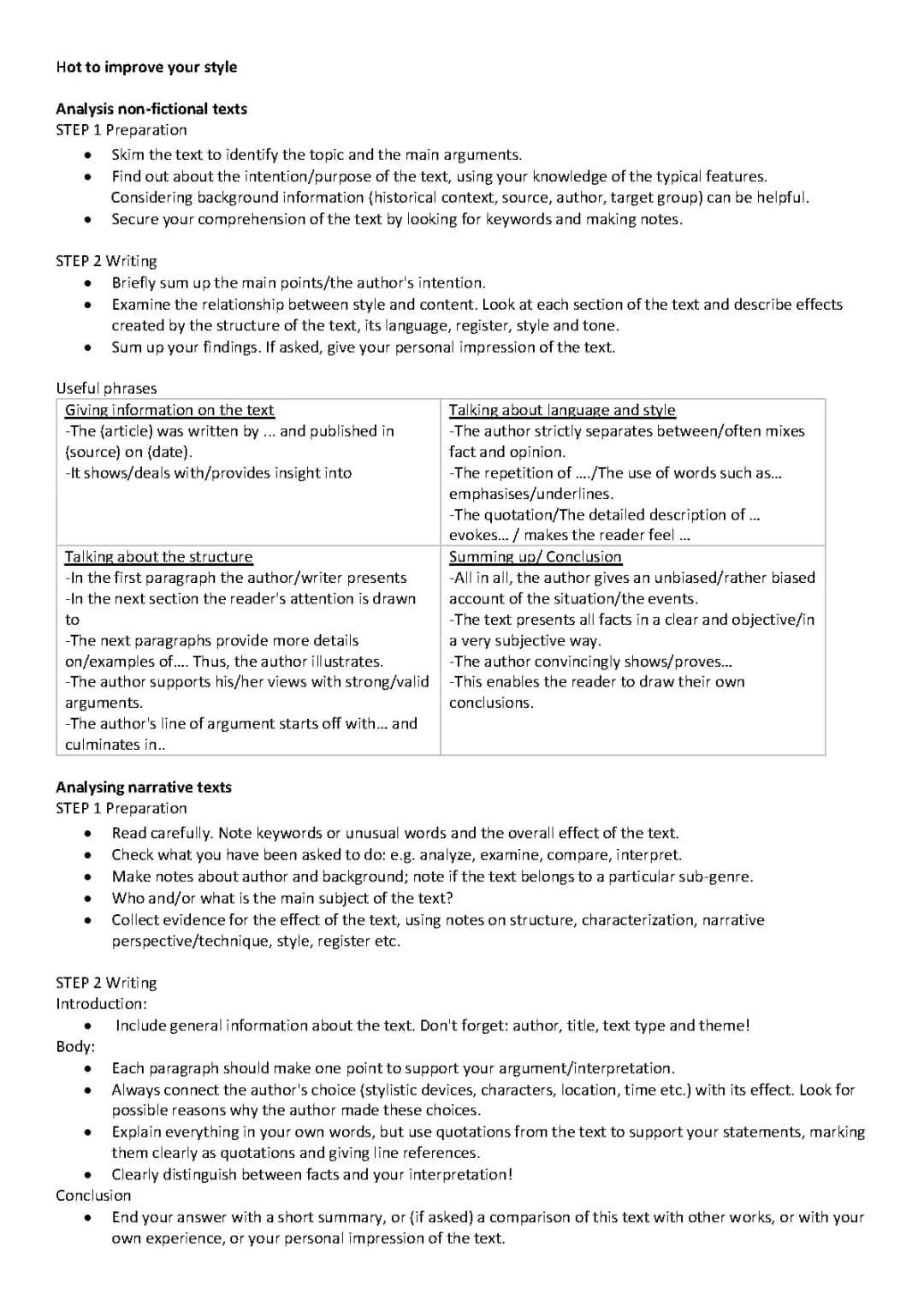  analyse non-fictional und fictional Text+ stylistic devises 