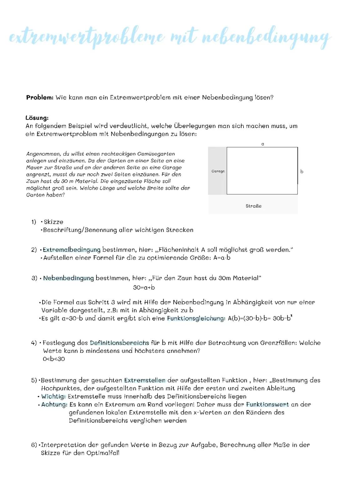 Extremwertprobleme mit Nebenbedingung 