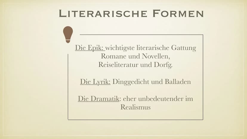 REALISMUS
ÜBER DIE LITERARISCHE EPOCHE ●
Begriffserklärung
• Geschichtlicher & philosphischer Hintergrund
●
●
●
●
●
GLIEDERUNG
●
Autoren & W