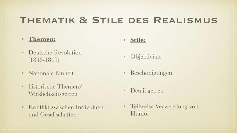 REALISMUS
ÜBER DIE LITERARISCHE EPOCHE ●
Begriffserklärung
• Geschichtlicher & philosphischer Hintergrund
●
●
●
●
●
GLIEDERUNG
●
Autoren & W