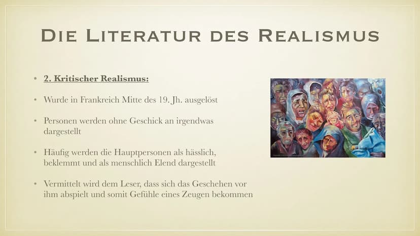 REALISMUS
ÜBER DIE LITERARISCHE EPOCHE ●
Begriffserklärung
• Geschichtlicher & philosphischer Hintergrund
●
●
●
●
●
GLIEDERUNG
●
Autoren & W