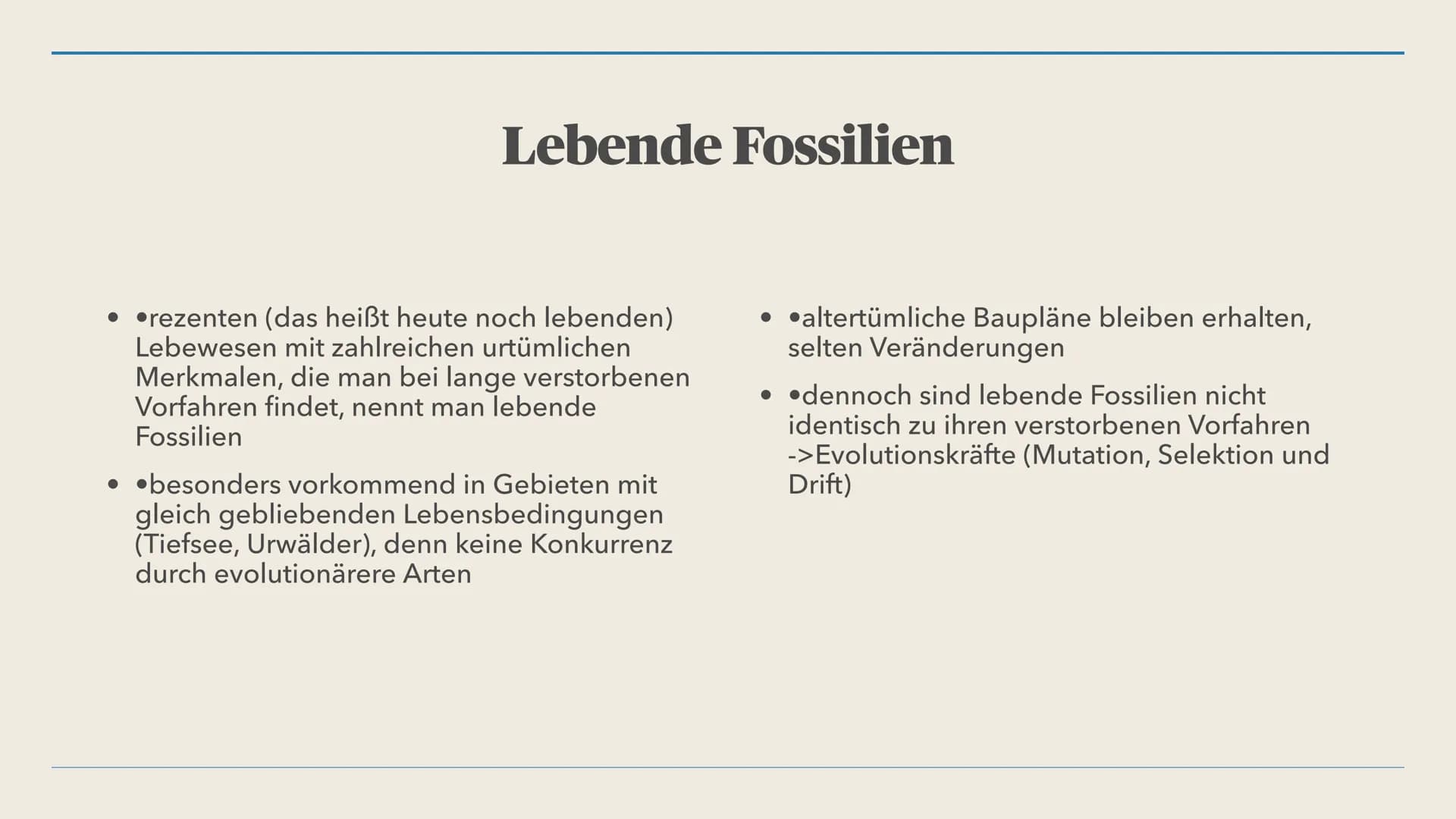 EIN REFERAT VON ANIELA, KIRTHIKA UND LELIA
Paläontologie
Biologie GK - Evolution LEBENE FOSSILIEN
Themen
• Paläontologie
Entstehung von Foss
