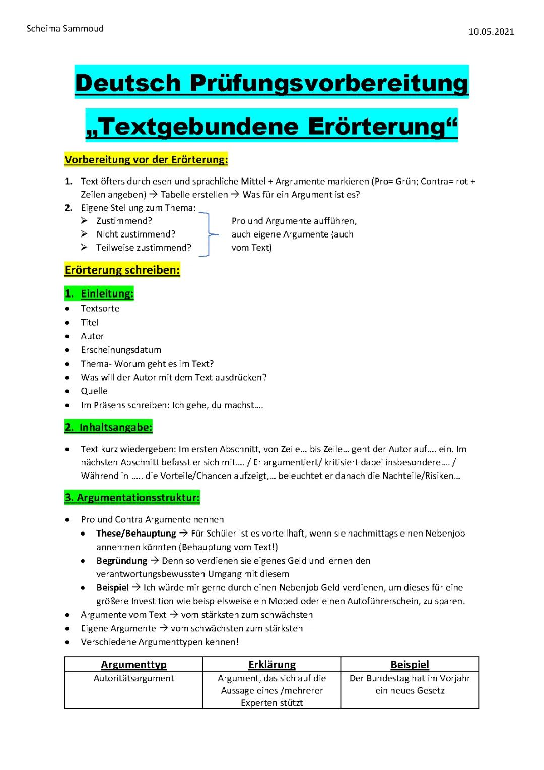 Textgebundene Erörterung: Musterlösungen, Beispiele & Übungen