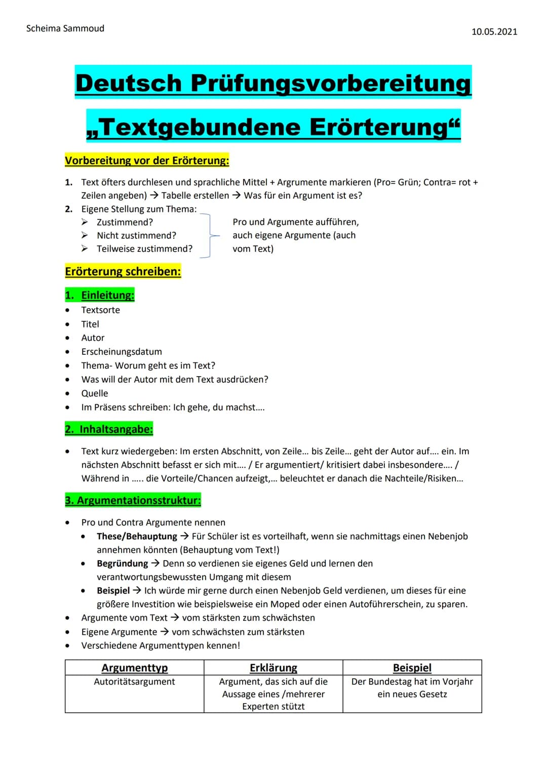 Scheima Sammoud
,,Textgebundene Erörterung"
Vorbereitung vor der Erörterung:
1. Text öfters durchlesen und sprachliche Mittel + Argrumente m