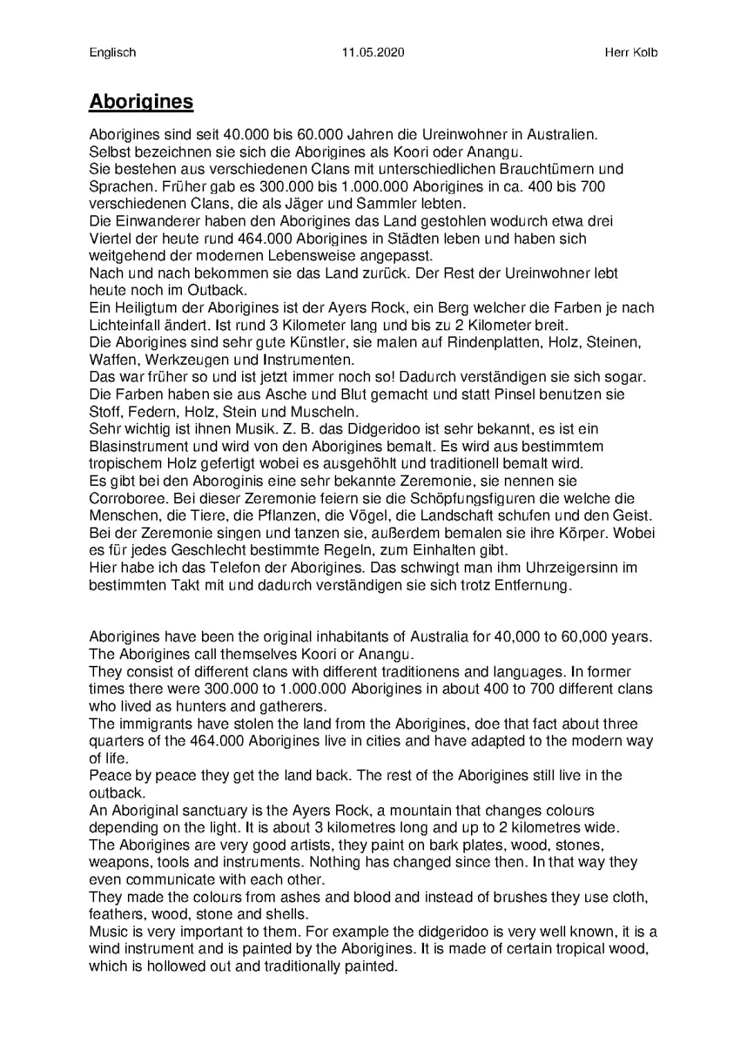 Australien Aborigine Steckbrief: Aborigines Kultur und Uluru Geheimnisse